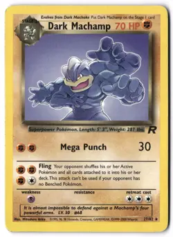Pokemon Card - Dark Machamp 27/82 Unlimited Non Holo Rare - Team Rocket WOTC LP2 - Image 1