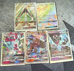 Pokemon TCG Sun & Moon GX Full Art Holo Card Lot x5 Celesteela Sylveon - Image 1