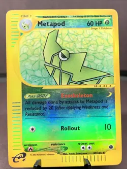 Pokemon TCG Metapod 87/165 Expedition Base Set Reverse Holo E-Reader MP VTG WOTC - Image 1