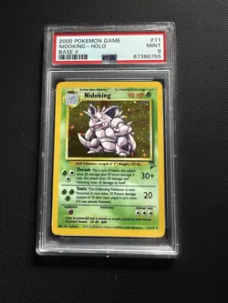 Nidoking Holo 11/130 PSA 9 Base Set 2 Pokemon Card 2000 NM-MT - Image 1