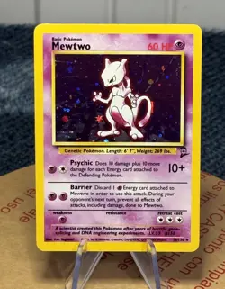 Pokemon TCG Mewtwo 10/130 Base Set 2 2000 Holo Rare WOTC - MP - Image 1