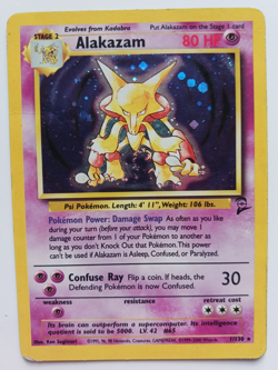 Alakazam Pokemon Card Holo WOTC 1/130 Base Set 2 Rare Vintage 2000 Original HP - Image 1