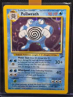 Pokemon Card - Poliwrath 15/130 Holo Rare - Base Set 2 -WOTC Light Play - Image 1