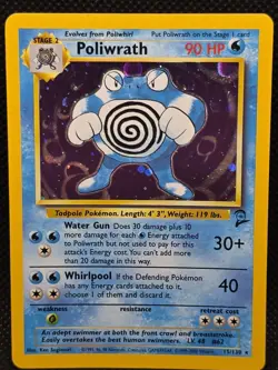 Pokemon Card - Poliwrath 15/130 Holo Rare - Base Set 2 -WOTC Light Play - Image 2