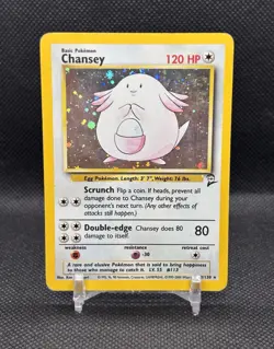 Chansey 3/130 Holo Rare Base Set 2 Pokemon Card 2000 - Image 1