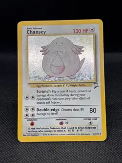 Chansey 3/130 Holo Rare Base Set 2 Pokemon Card 2000 - Image 2