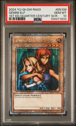 Yugioh - Gemini Elf RA03-EN109 1st Edition Quarter Century Rare PSA 10 GEM MINT - Image 1