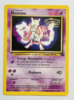 Pokemon TCG Mewtwo Black Star Promo #3 WOTC 1999 WB ‘The First Movie’ Stamp - Image 1