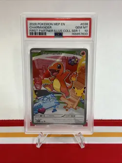2026 Pokemon MEP EN-ME Black Star Promo #038 Charmander First Partner PSA 10 - Image 1