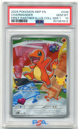 2026 Pokemon MEP EN-ME Black Star Promo #038 Charmander First Partner PSA 10 - Image 1