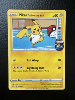 NM Pikachu On The Ball 001/005 Futsal Promo Pokemon Card TCG - Image 1