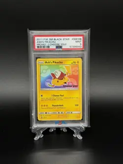 2017 POKEMON SM BLACK STAR PROMO I CHOOSE YOU! #SM108 ASH'S PIKACHU PSA 9 - Image 1