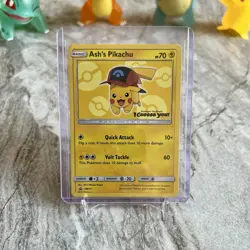 Pokemon TCG: Ash's Pikachu SM111 Sun & Moon Movie Promo Card LP/MP - Image 5
