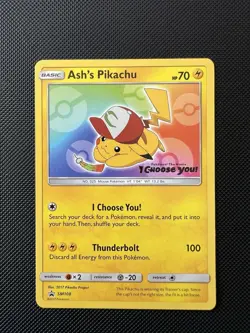 Pokemon TCG 2017 Ash's Pikachu Promo Card I Choose You! SM108 - LP - Image 1