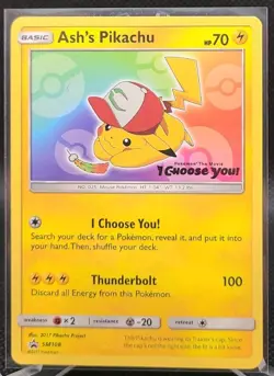 Pokemon TCG - Ash's Pikachu SM108 Original Hat Promo Pokemon The Movie - Image 1