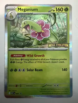 Meganium Prerelease 001 ME: Mega Evolution Black Star Promo Pokemon Card - LP - Image 1