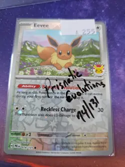 Eevee Prismatic Evolutions 074/131 Holo Pokemon Day 2025 Stamped Promo Card - Image 2