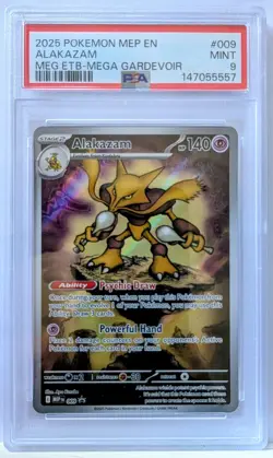 2025 POKEMON MEP EN-ME BLACK STAR PROMO #009 ALAKAZAM PSA 9 - Image 1