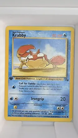 Pokemon TCG Card Krabby 51/62 Fossil 1st Edition Regular WOTC Vintage - M/NM - Image 1