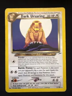 Dark Ursaring 21/105 Pokemon Card Neo Destiny Unlimited Edition Regular Rare - Image 1