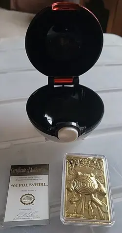 Pokemon Poliwhirl Limited Edition 23k Gold Plated Trading Card & Pokeball - Image 1