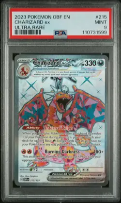 PSA 9 Mint Charizard ex 2023 Obsidian Flames Secret Rare Pokemon Card - Image 1