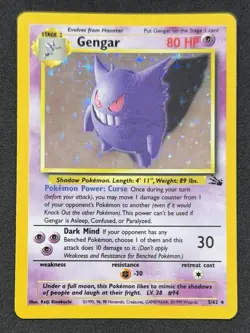 1999 Pokemon Gengar 5/62 Fossil Holo Rare WOTC Unlimited NM - Image 1