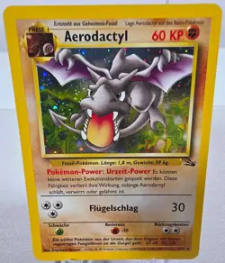 Pokemon Karte Aerodactyl 1/62 Fossil Set Holo Deutsch Pokemon WOTC TCG 1999 NM - Image 1