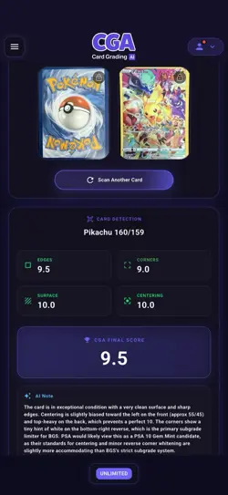 The Pokemon Company Pikachu 160/159 Crown Zenith Secret Rare Holo Full Art CGC - Image 3