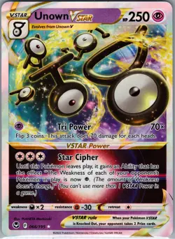 Unown Vstar 066/195 - Pokemon TCG SWSH12: Silver Tempest - Ultra Rare (NM) - Image 1