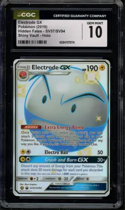 Pokemon CGC 10 Hidden Fates: Shiny Vault Full Art Electrode GX SV57/SV94 - Image 1