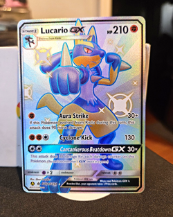Pokemon Lucario GX SV64/SV94 Hidden Fates Shiny Holo Rare Full Art EN 2019 - Image 1