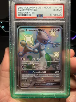 PSA 10 2019 Pokemon TCG Hidden Fates Mewtwo GX FA Holo SV59/SV94 Eng - Image 1