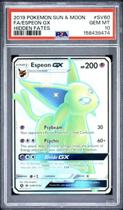Pokemon TCG Espeon GX SV60/SV94 - Hidden Fates Shiny Vault PSA 10 GEM MINT - Image 5