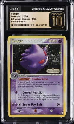 2006 POKEMON EX LEGEND MAKER REVERSE HOLO #5/92 GENGAR CGC 10 PERFECT - Image 1