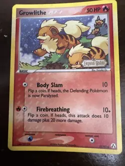 Growlithe 55/92 EX Legend Maker Reverse Holo Stamped 2006 Pokemon Card - Image 1