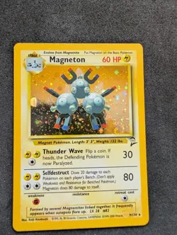 Pokemon TCG Magneton Base Set 2 Holo Unlimited Rare Card 9/130 NM-M Swirl! - Image 1