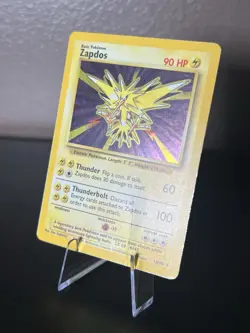 Pokemon Zapdos 16/102 Holo Rare Base Set 1999 Vintage WOTC HP/DMG CREASES - READ - Image 2