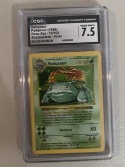 1999 Pokemon Venusaur Holo Rare Shadowless Card 15/102 Base Set Vintage CGC 7.5 - Image 1