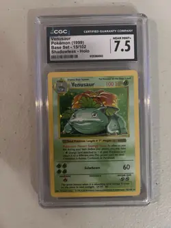 1999 Pokemon Venusaur Holo Rare Shadowless Card 15/102 Base Set Vintage CGC 7.5 - Image 2