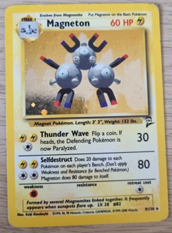 Magneton 9/130 Holo Rare Base Set 2 Pokemon WOTC 2000 - Damaged/HP - Image 2