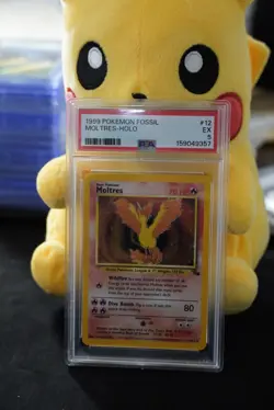 Moltres Holo 12/62 Fossil 1999 Pokemon PSA 5 - Image 3