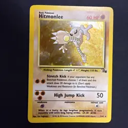 Pokemon TCG Hitmonlee 7/62 Fossil Holo Rare Card WOTC 1999 - Image 1