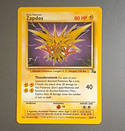 Pokemon TCG Zapdos 30/62 Fossil Holo Rare 1999 English 80HP Unlimited - Image 1
