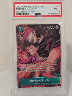 2023 One Piece Monkey D. Luffy Paramount War OP02-041 Alternate Art PSA 9 - Image 1
