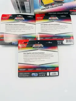 Pokemon TCG Prismatic Evolutions ETB Poster And Full Set Of Tech Tickers Lot - Image 4