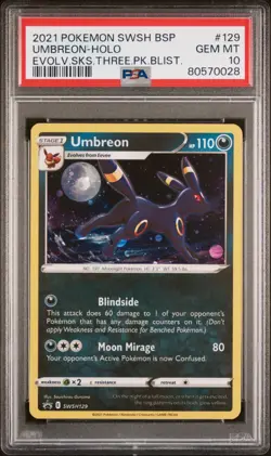 PSA 10 Umbreon Holo SWSH129 - Evolving Skies Three Pack Blister Gem Mint Pokemon - Image 2