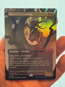 1X FOIL Master of Cruelties BORDERLESS MINT MTG Magic Secret Lair Tragic Romance - Image 1