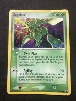 Pokemon Scyther 2005 EX Unseen Forces 46/115 Reverse Holo (HP-DMG) - Image 1