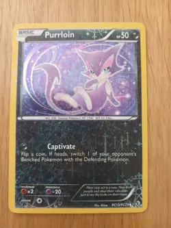 Pokemon TCG Purrloin RC13/RC25 Holo Legendary Treasures Radiant Collection - Image 1